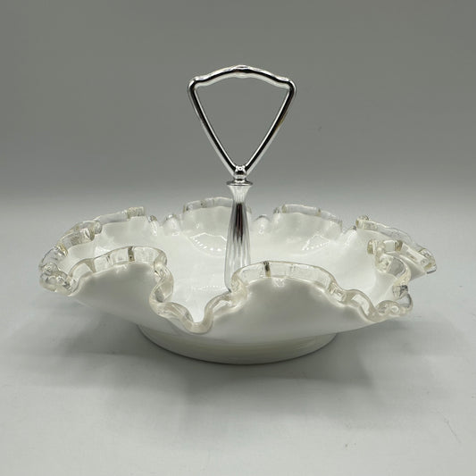 Fenton Silver Crest Candy/Nut Dish With Handle