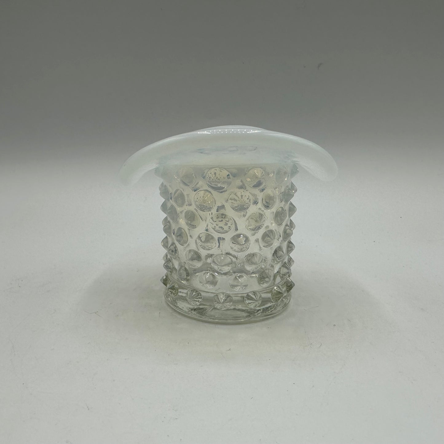 Fenton White Opalescent Hobnail Top Hat Toothpick Holder