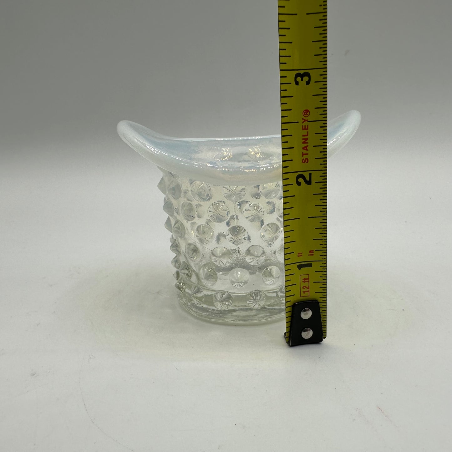 Fenton White Opalescent Hobnail Top Hat Toothpick Holder