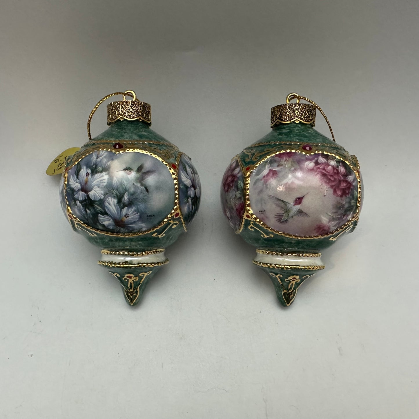 Lena Liu's Treasury of Jeweled Hummingbird Ornaments, Set of 2, COA