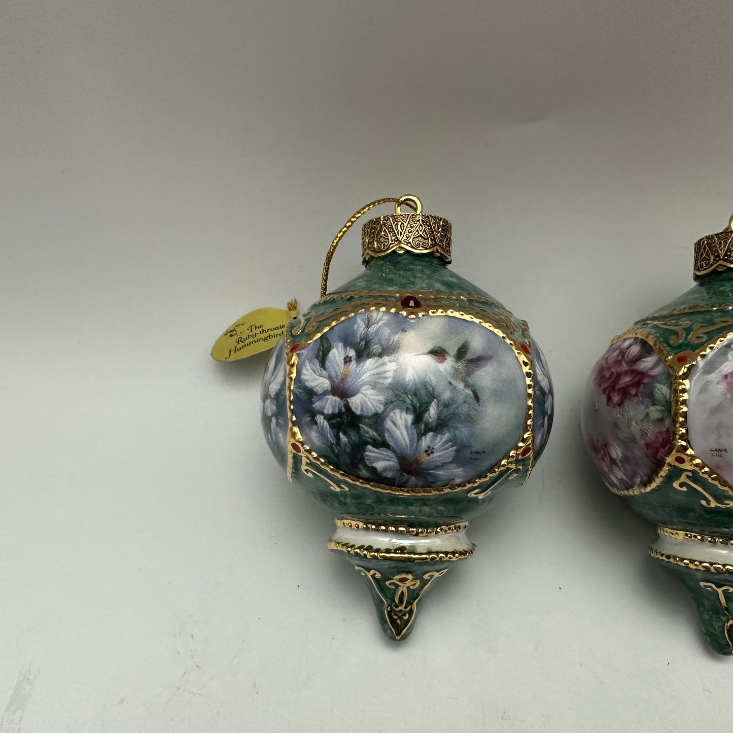 Lena Liu's Treasury of Jeweled Hummingbird Ornaments, Set of 2, COA