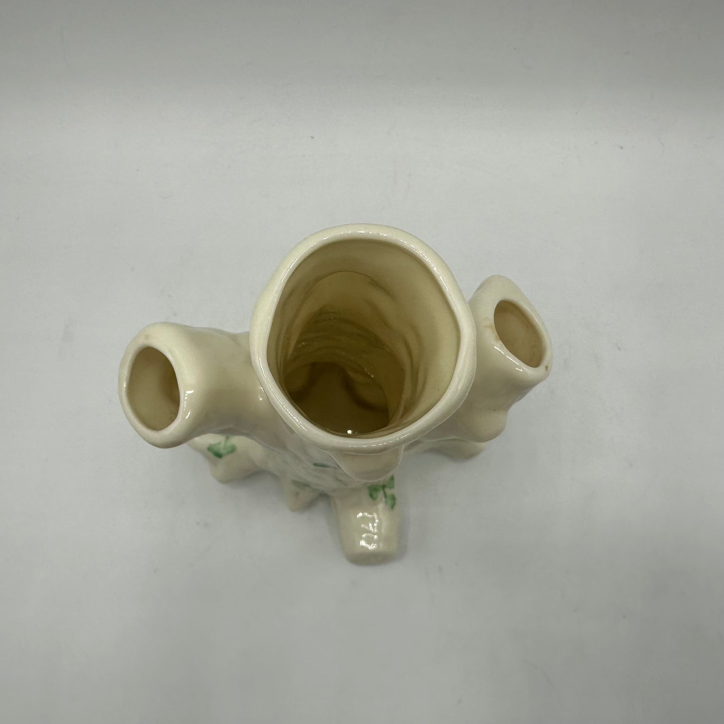 Belleek Tree Stump Triple Bud Vase Shamrock Design 6th Mark