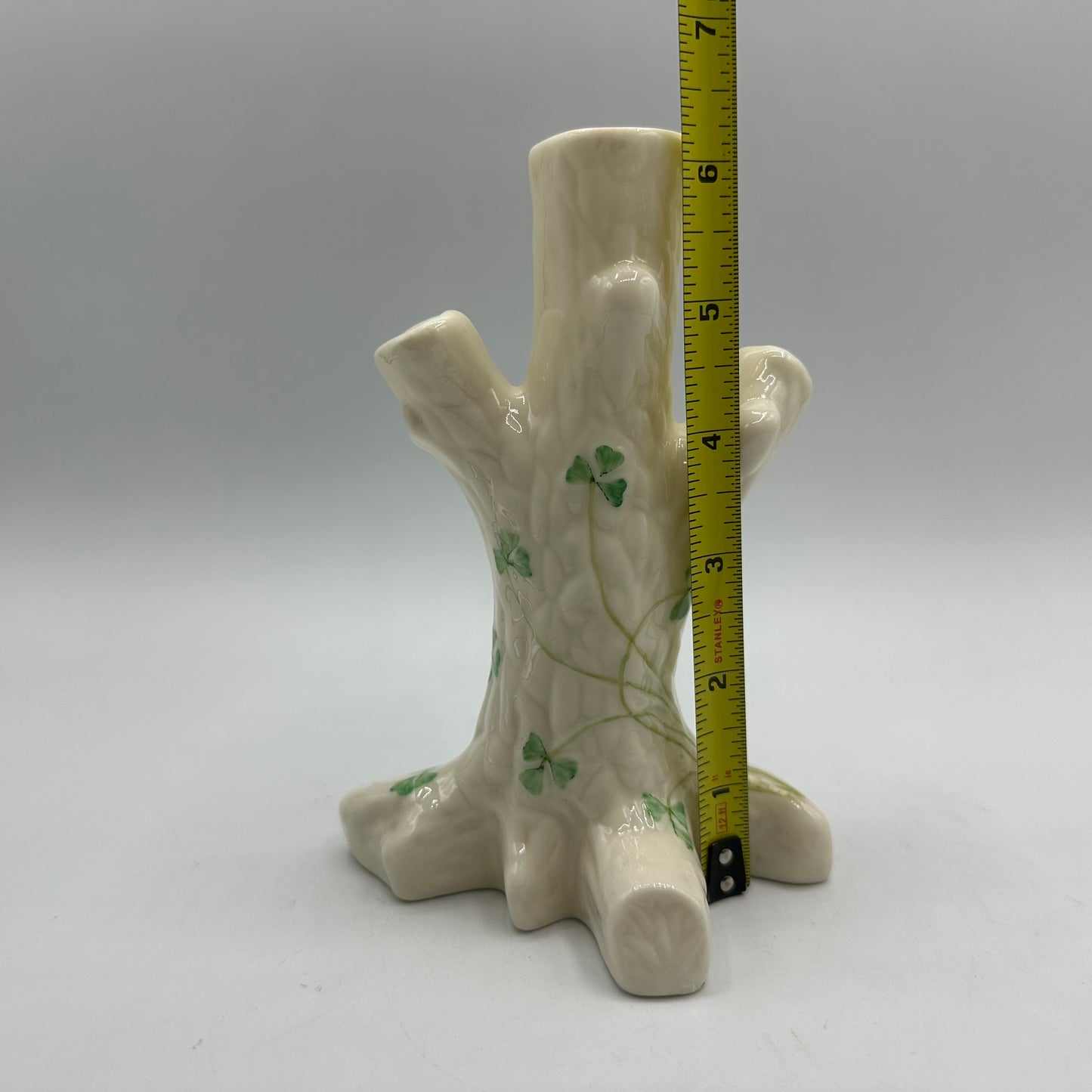 Belleek Tree Stump Triple Bud Vase Shamrock Design 6th Mark