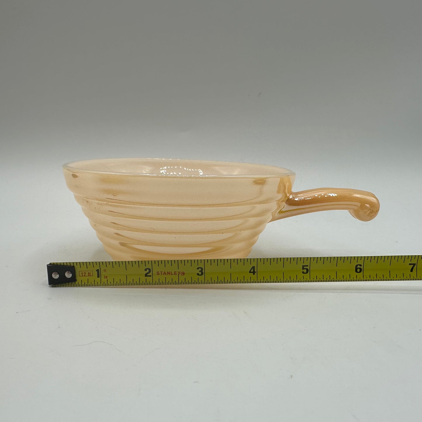 Fire King Peach Luster Beehive Handled Soup Bowl, Set of 3 1950s