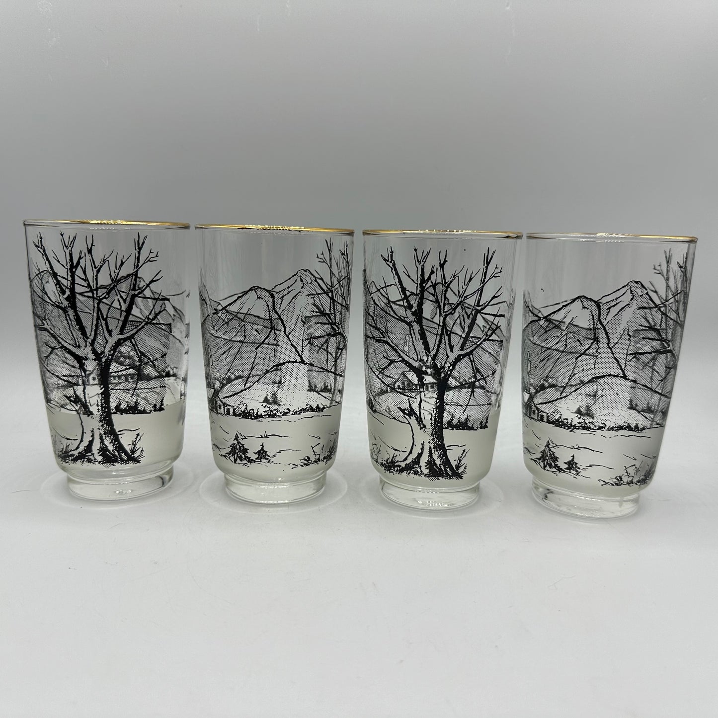 Winter Cabin Tumblers, Set of 4