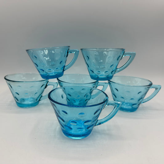 Hazel Atlas Capri Dot Coffee/Tea Cups, Set of 6
