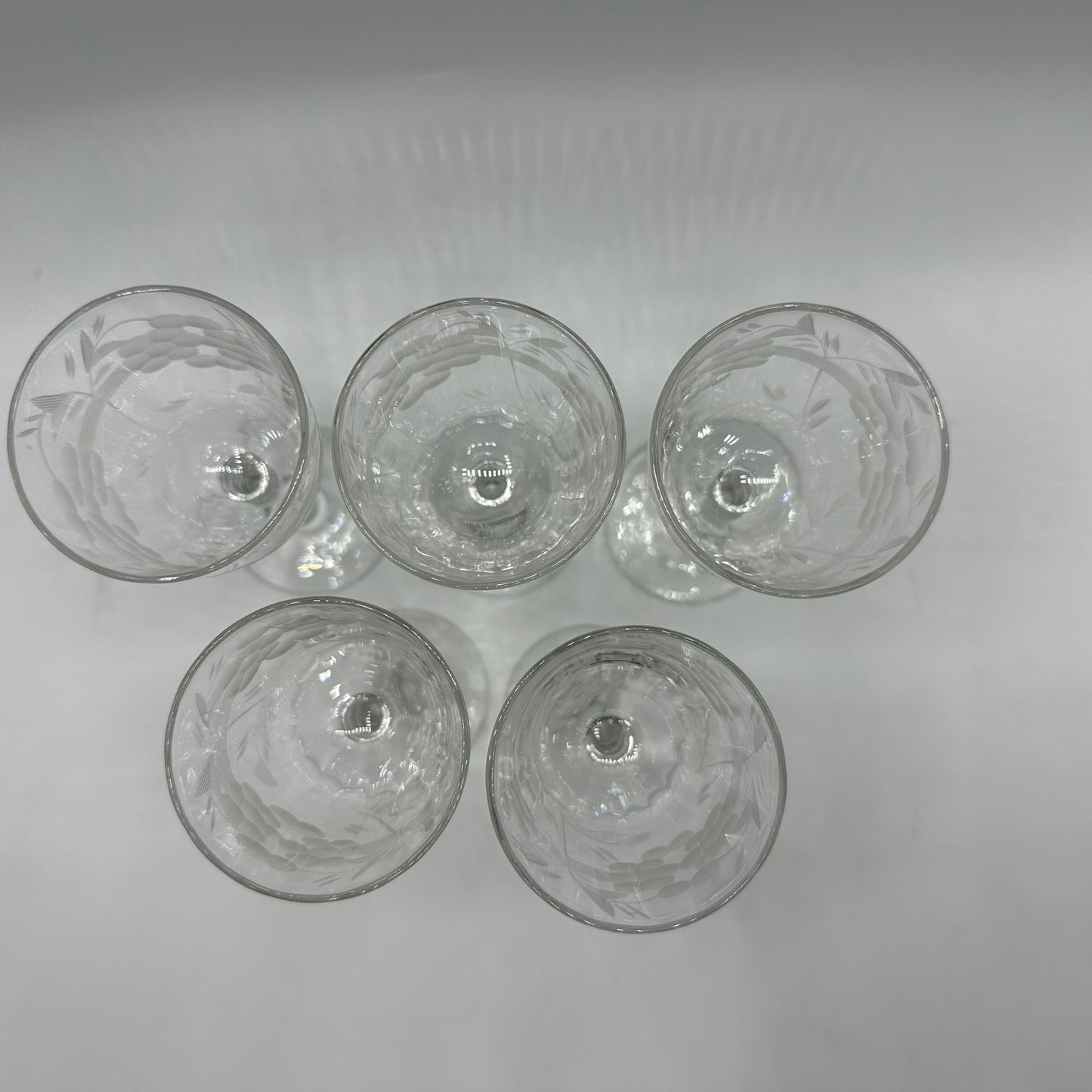 Cordial Glasses Etched Grape Design, Set of 5