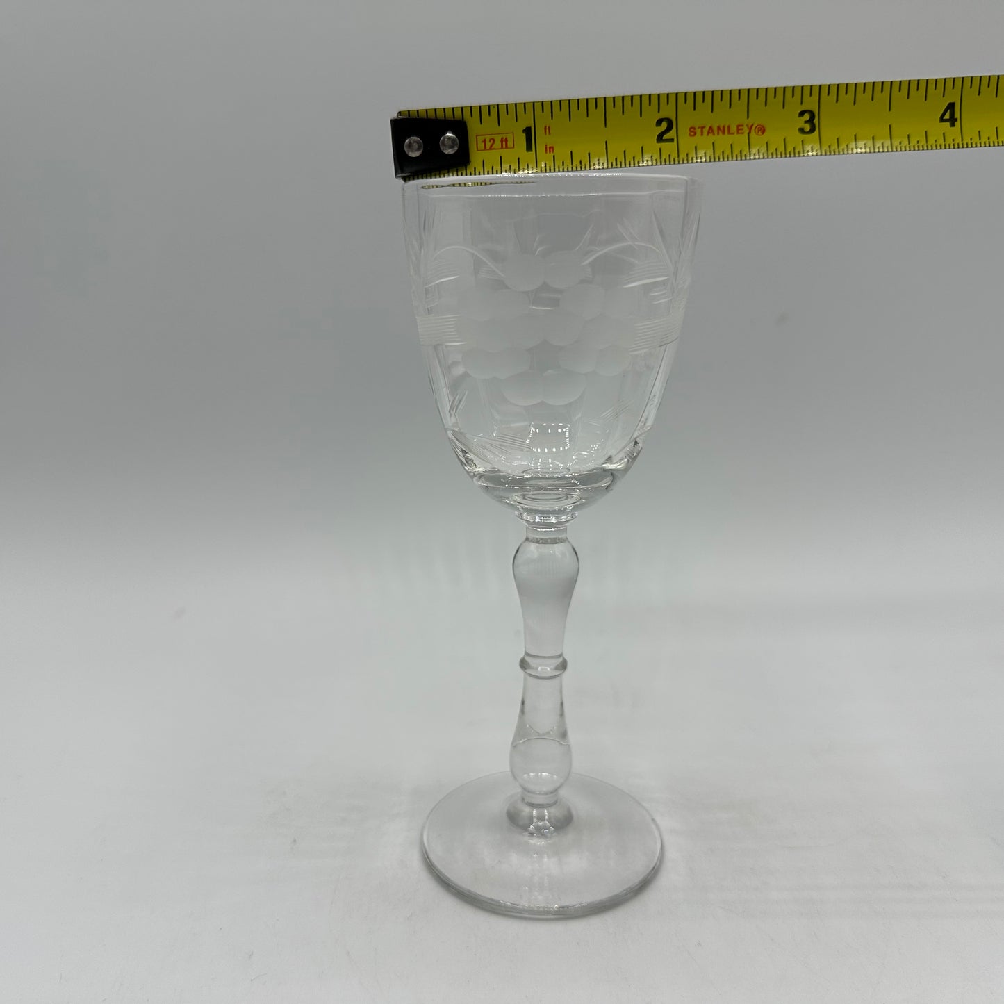 Cordial Glasses Etched Grape Design, Set of 5