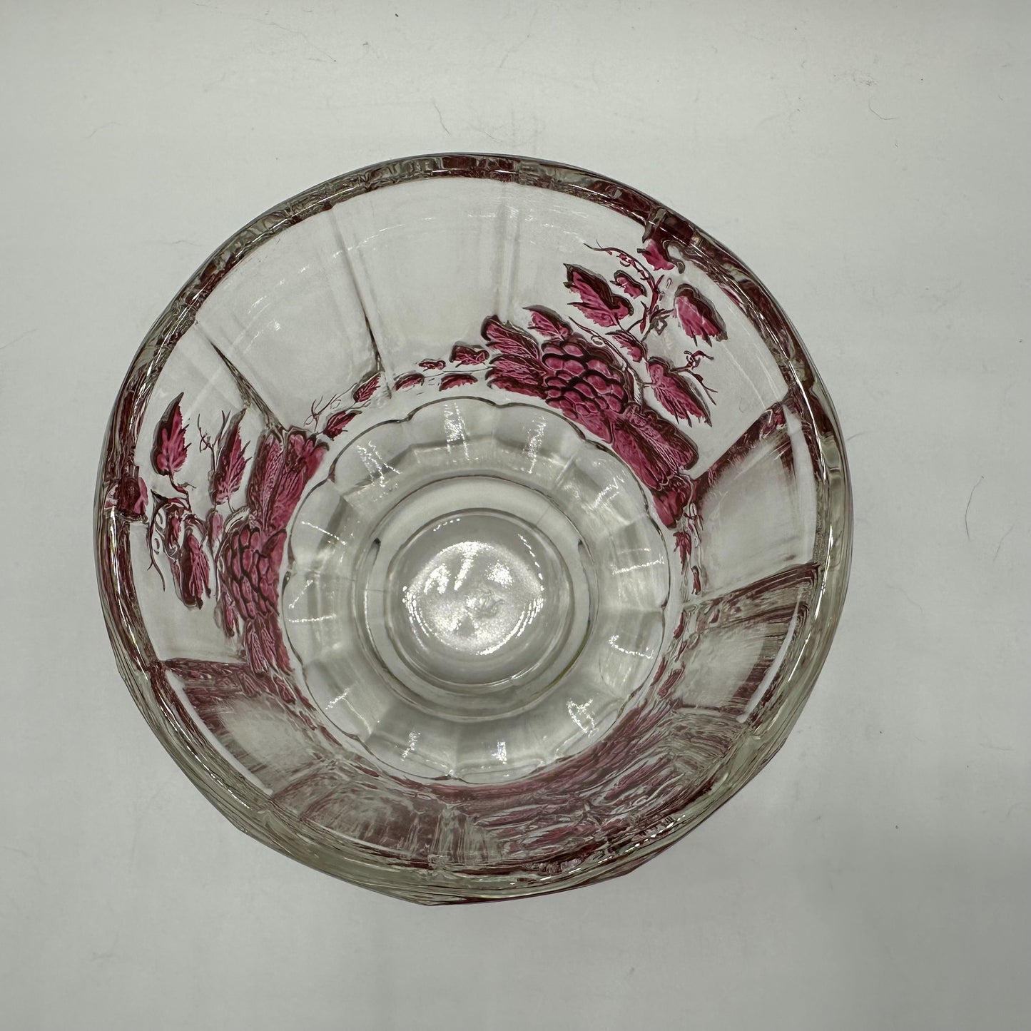 Westmoreland Lidded Candy Dish, Clear With a Red Flash Grape Design