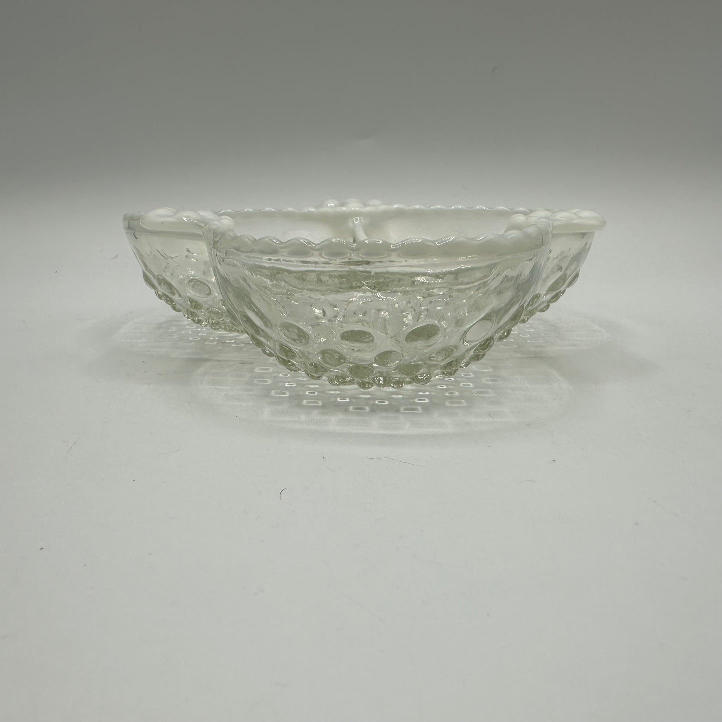 Anchor Hocking Opalescent Moonstone Clover Shape 3 Part Relish Dish