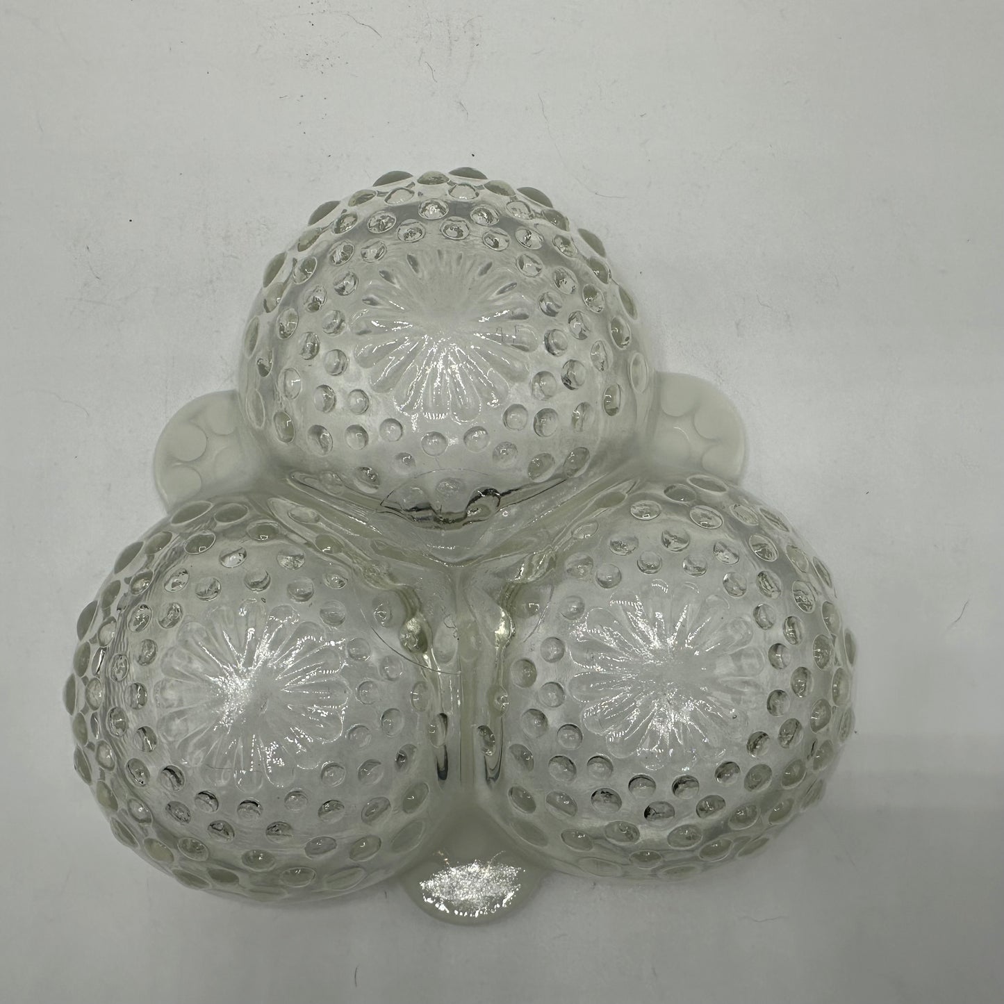 Anchor Hocking Opalescent Moonstone Clover Shape 3 Part Relish Dish