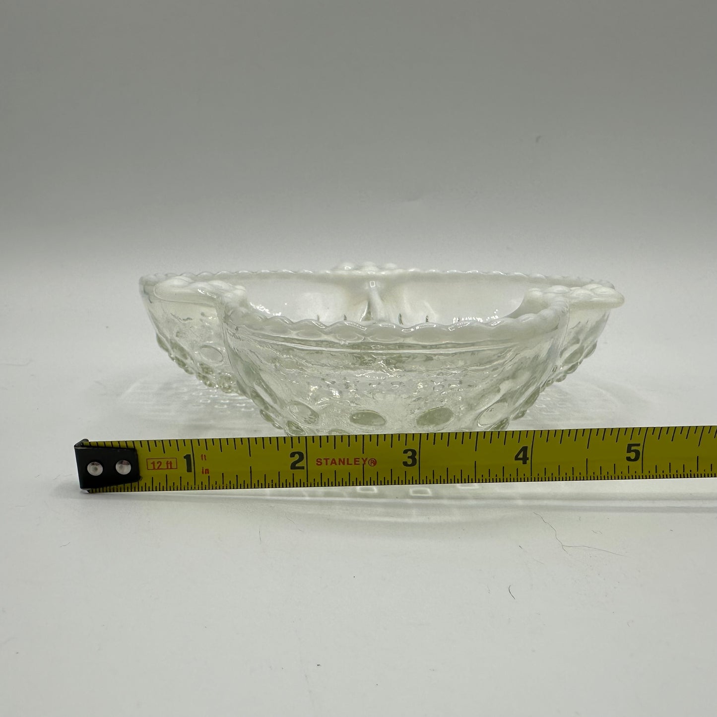 Anchor Hocking Opalescent Moonstone Clover Shape 3 Part Relish Dish