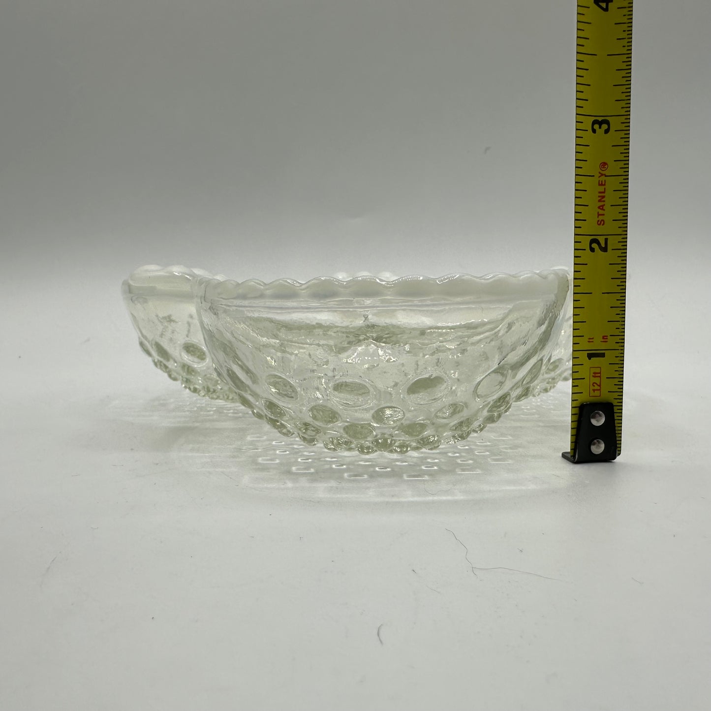 Anchor Hocking Opalescent Moonstone Clover Shape 3 Part Relish Dish