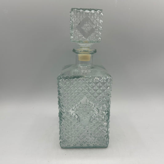 1960s Clear Glass Decanter Diamond Pattern