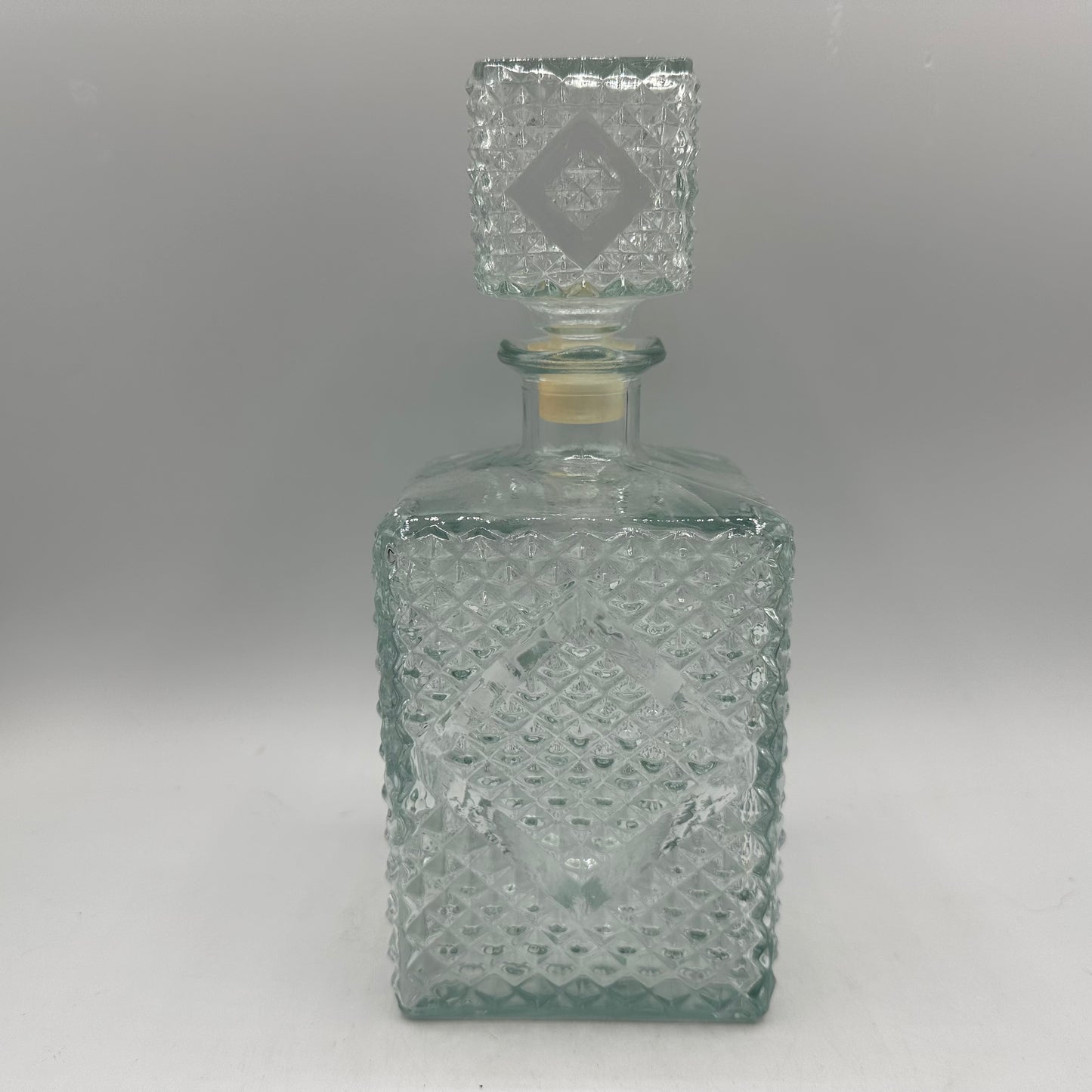 1960s Clear Glass Decanter Diamond Pattern