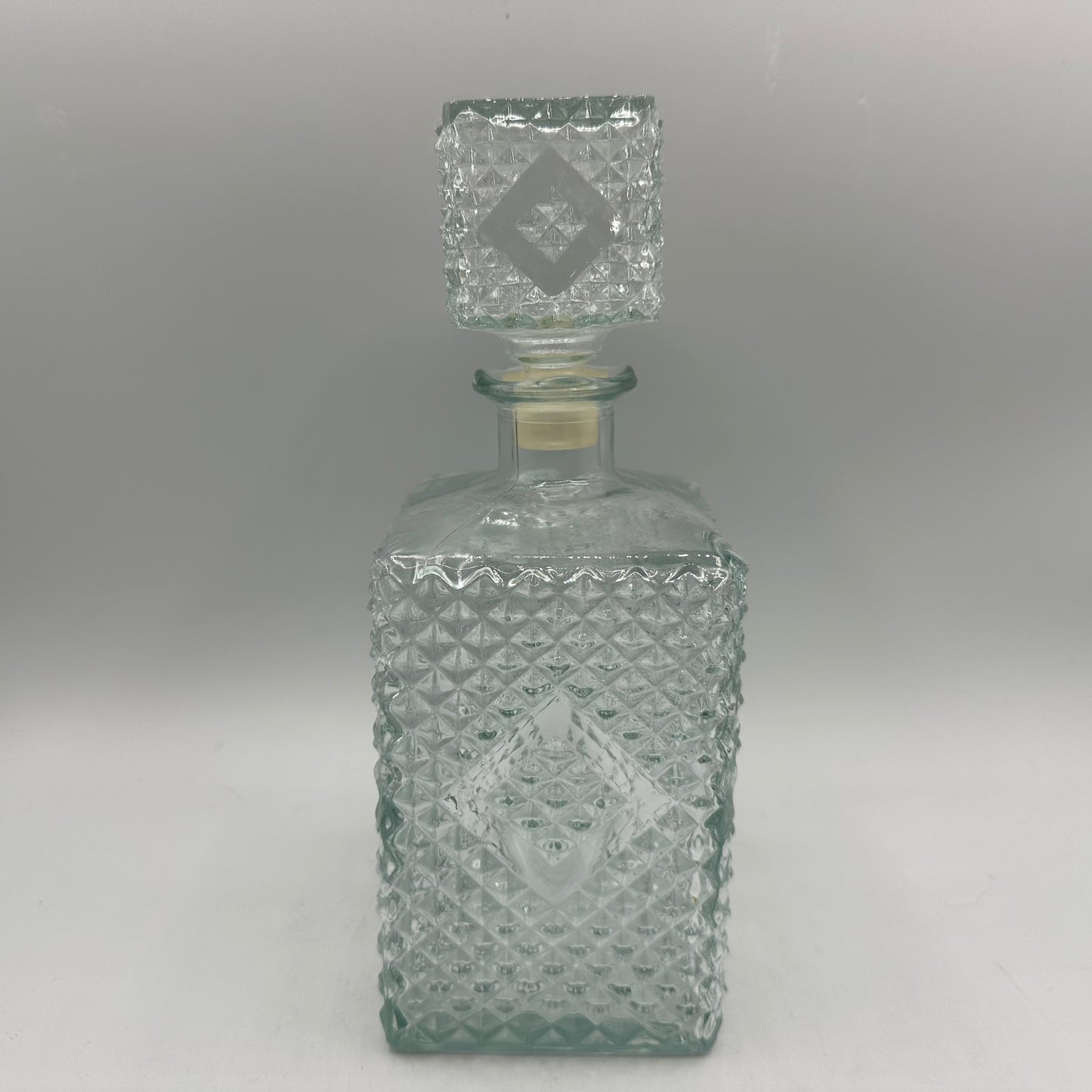 1960s Clear Glass Decanter Diamond Pattern