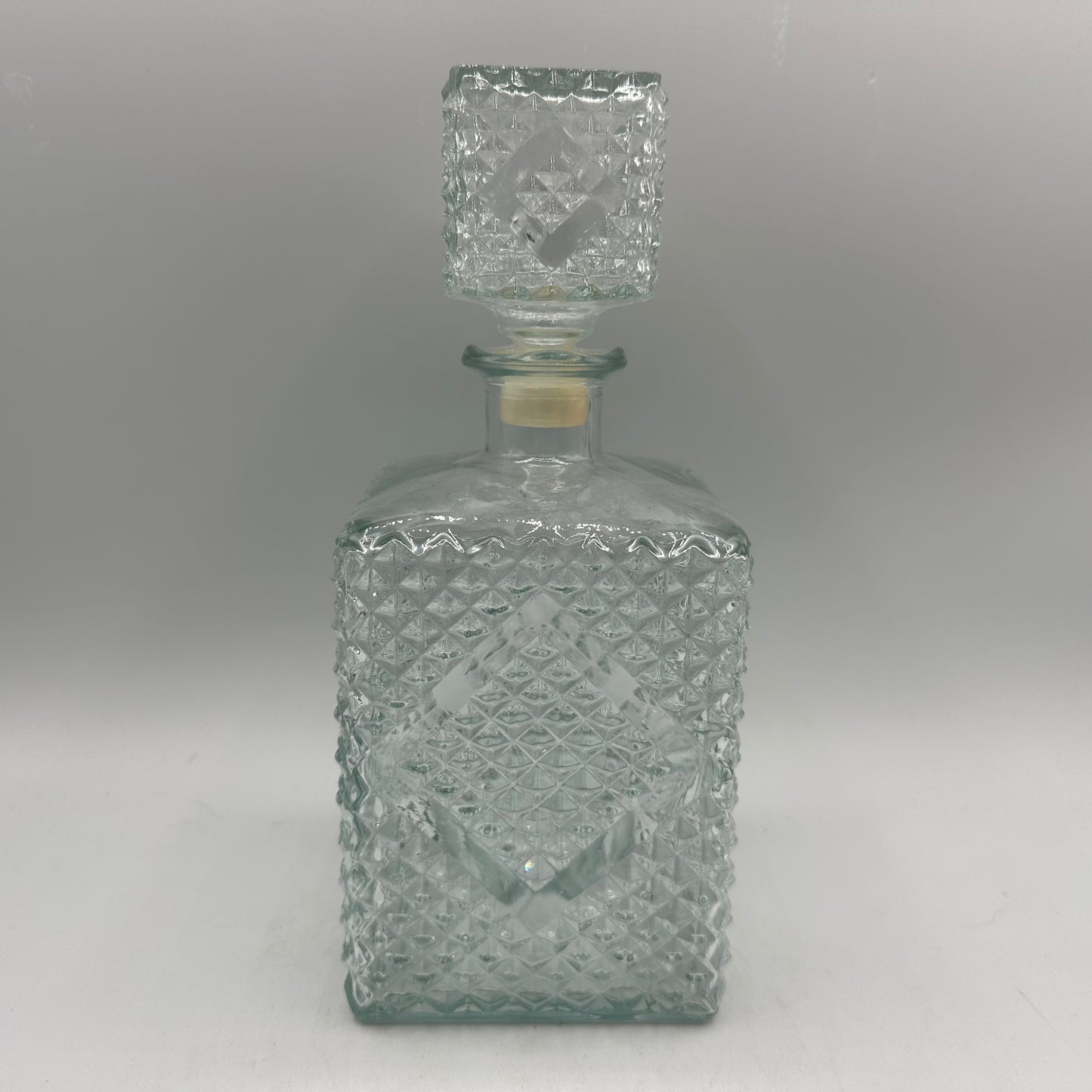 1960s Clear Glass Decanter Diamond Pattern