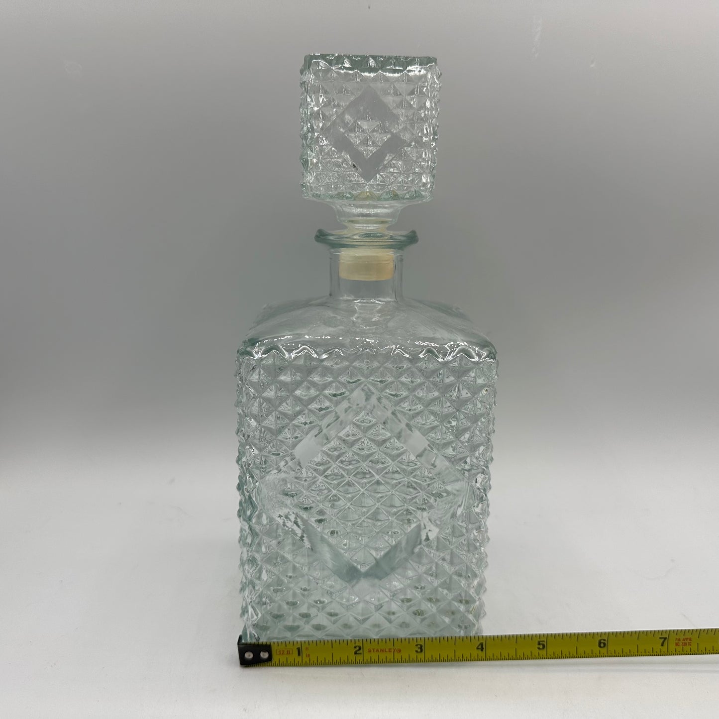 1960s Clear Glass Decanter Diamond Pattern