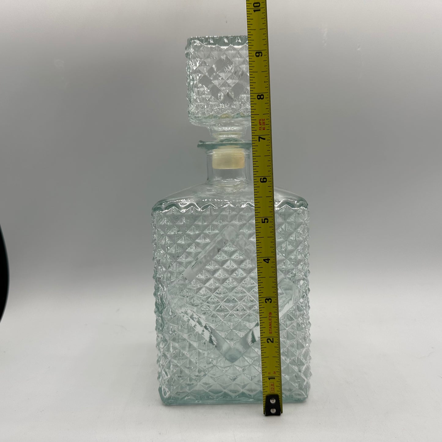 1960s Clear Glass Decanter Diamond Pattern