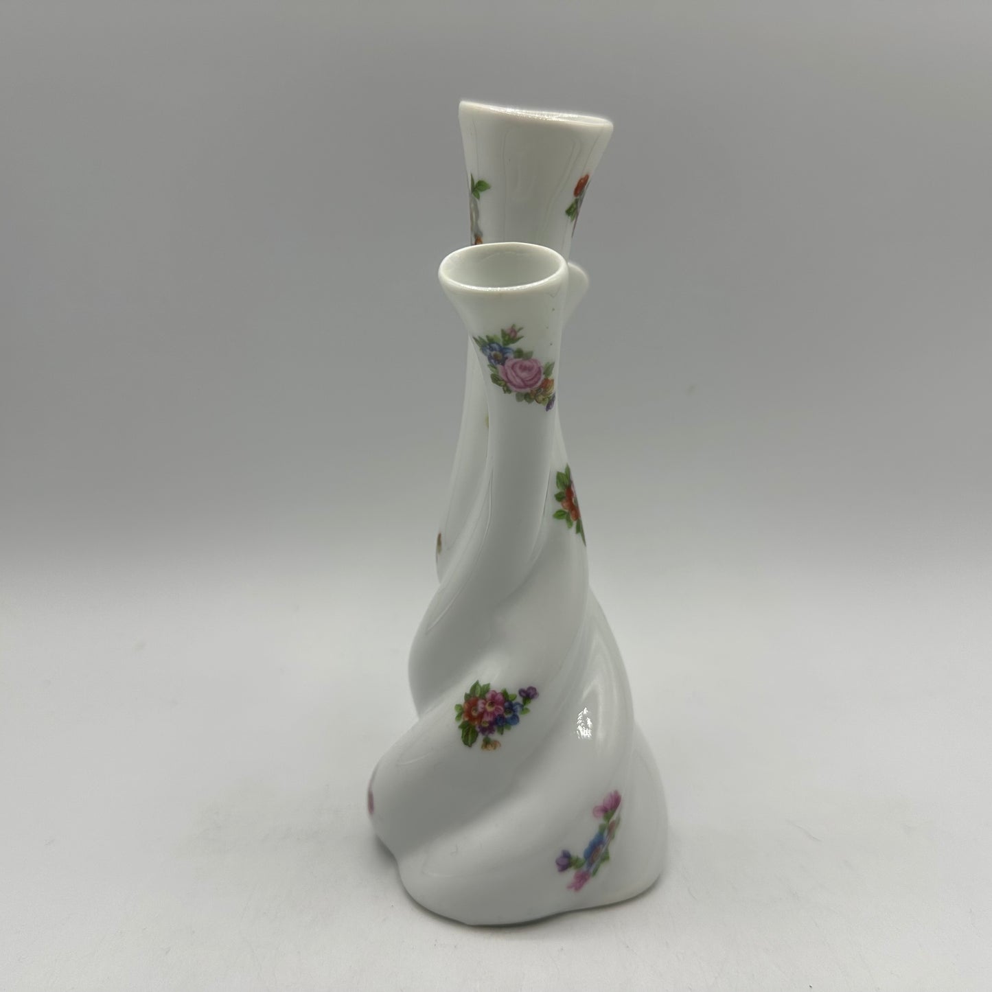 Limoges LEC 3 Finger Bud Vase, Floral Pattern