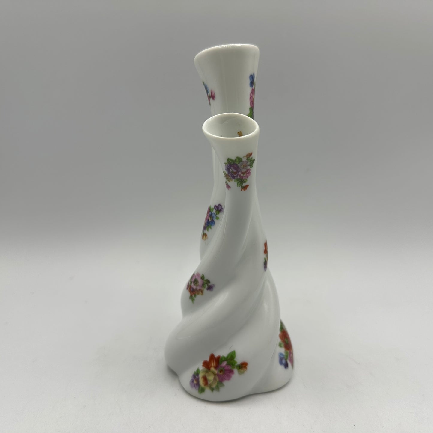 Limoges LEC 3 Finger Bud Vase, Floral Pattern