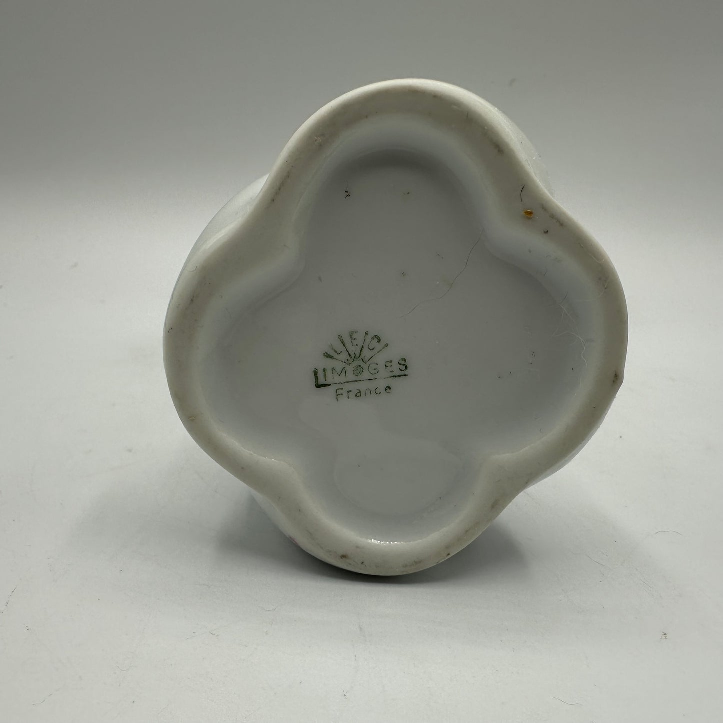 Limoges LEC 3 Finger Bud Vase, Floral Pattern