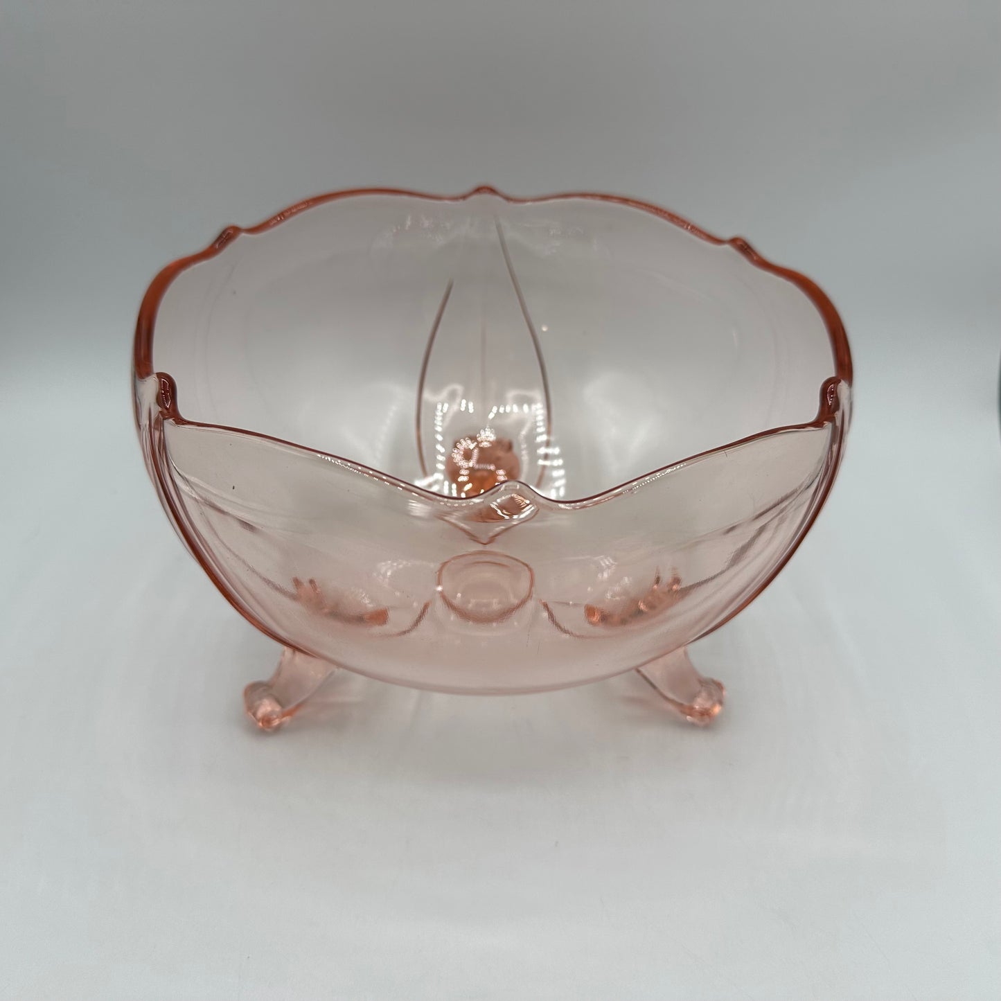 Lancaster Petal Pink 5 1/2" 3 Toed Rose Bowl 1930s