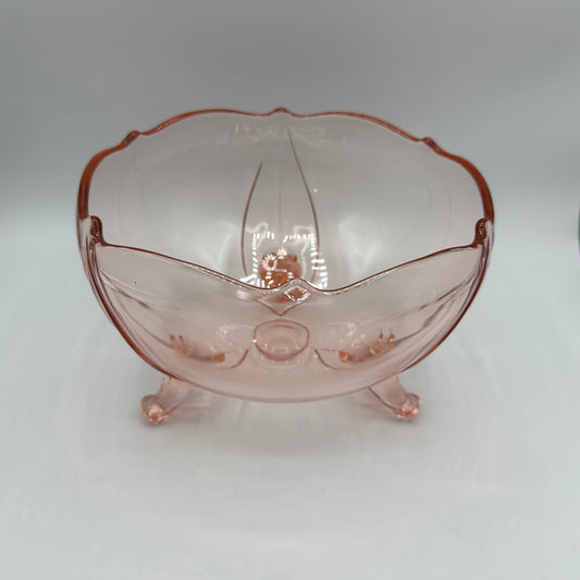 Lancaster Petal Pink 5 1/2" 3 Toed Rose Bowl 1930s