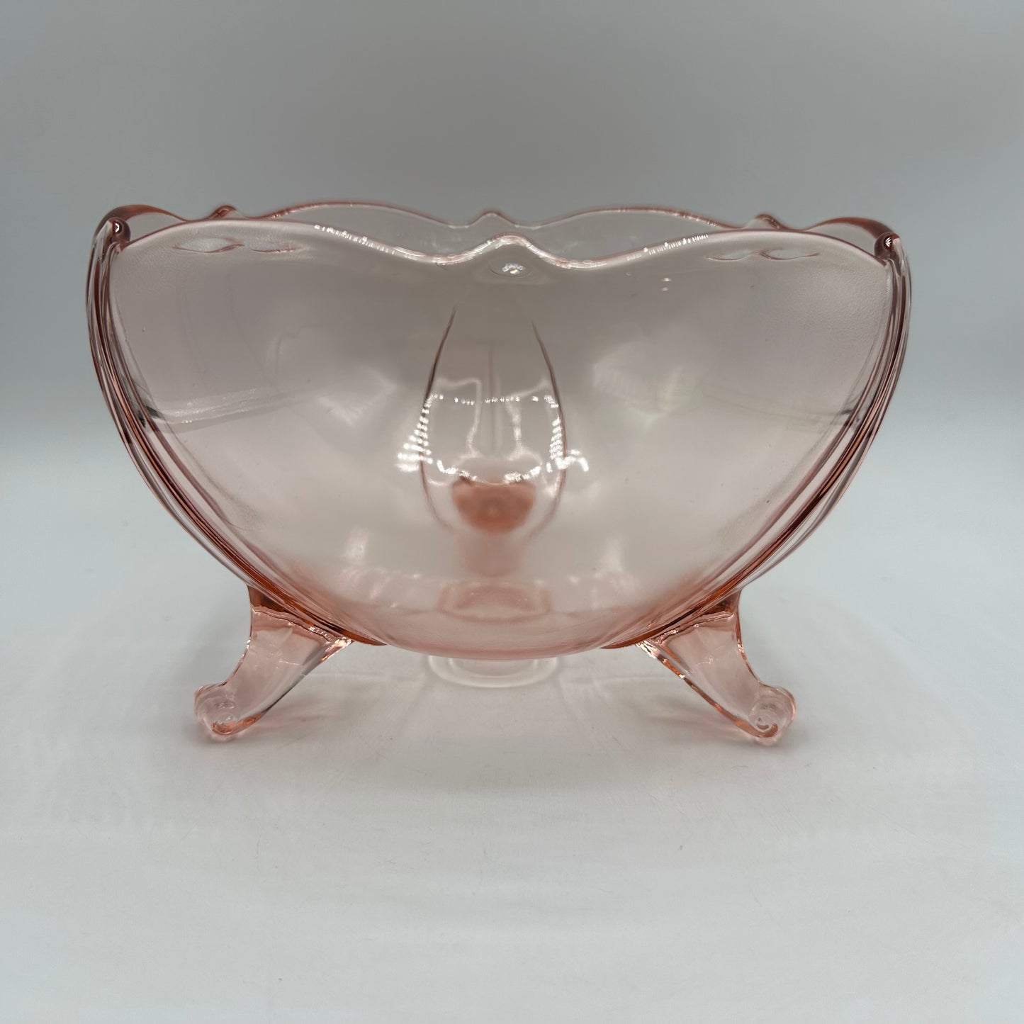 Lancaster Petal Pink 5 1/2" 3 Toed Rose Bowl 1930s