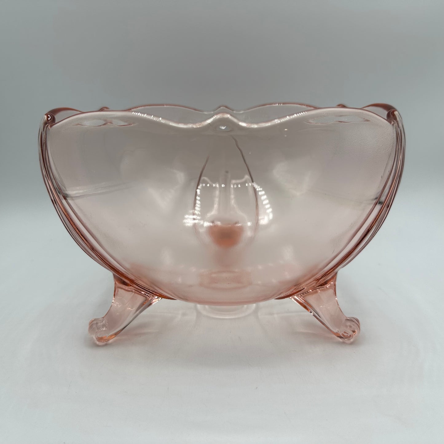 Lancaster Petal Pink 5 1/2" 3 Toed Rose Bowl 1930s