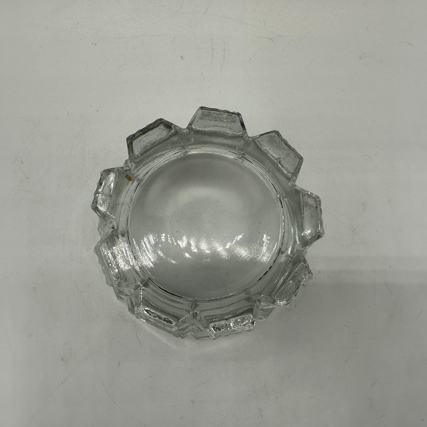 Pressed Glass Round Powder/Trinket Box with Lid-Art Deco Design