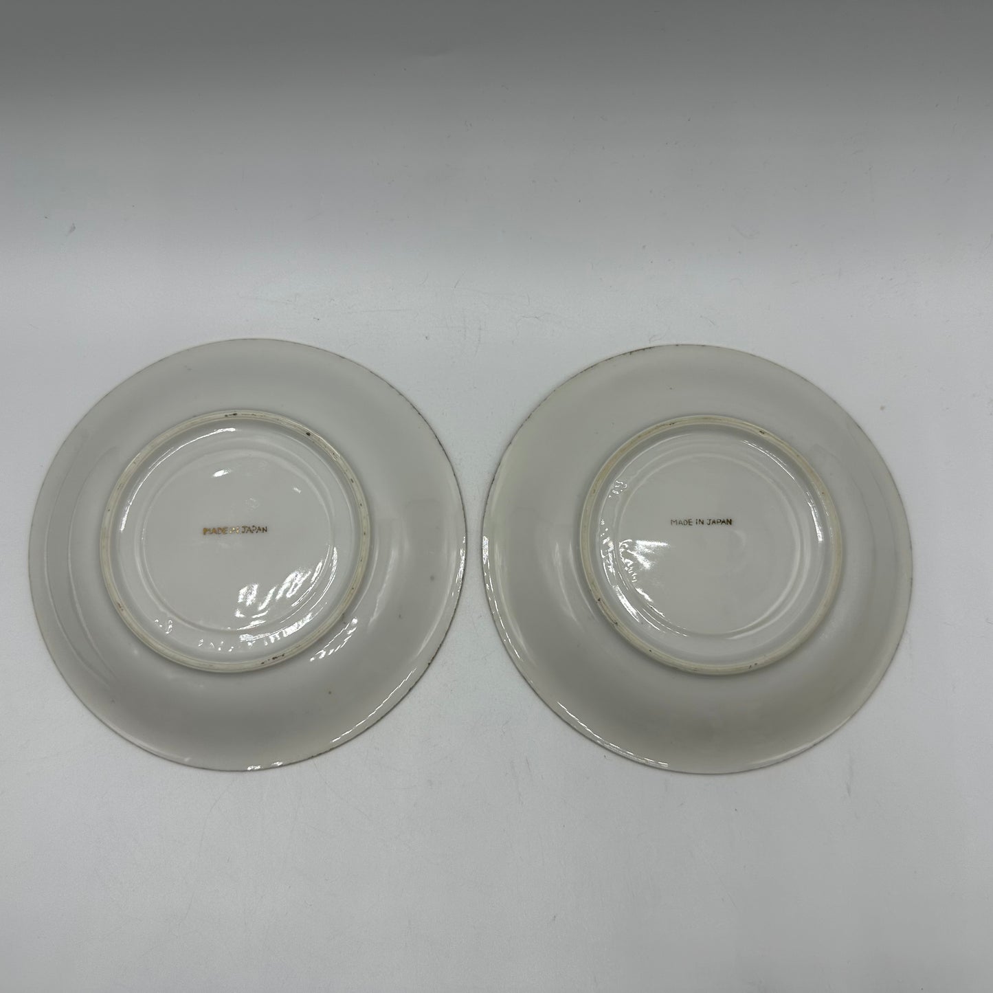 Porcelain Lusterware Cup & Saucer Rose Design Japan, Set of 2