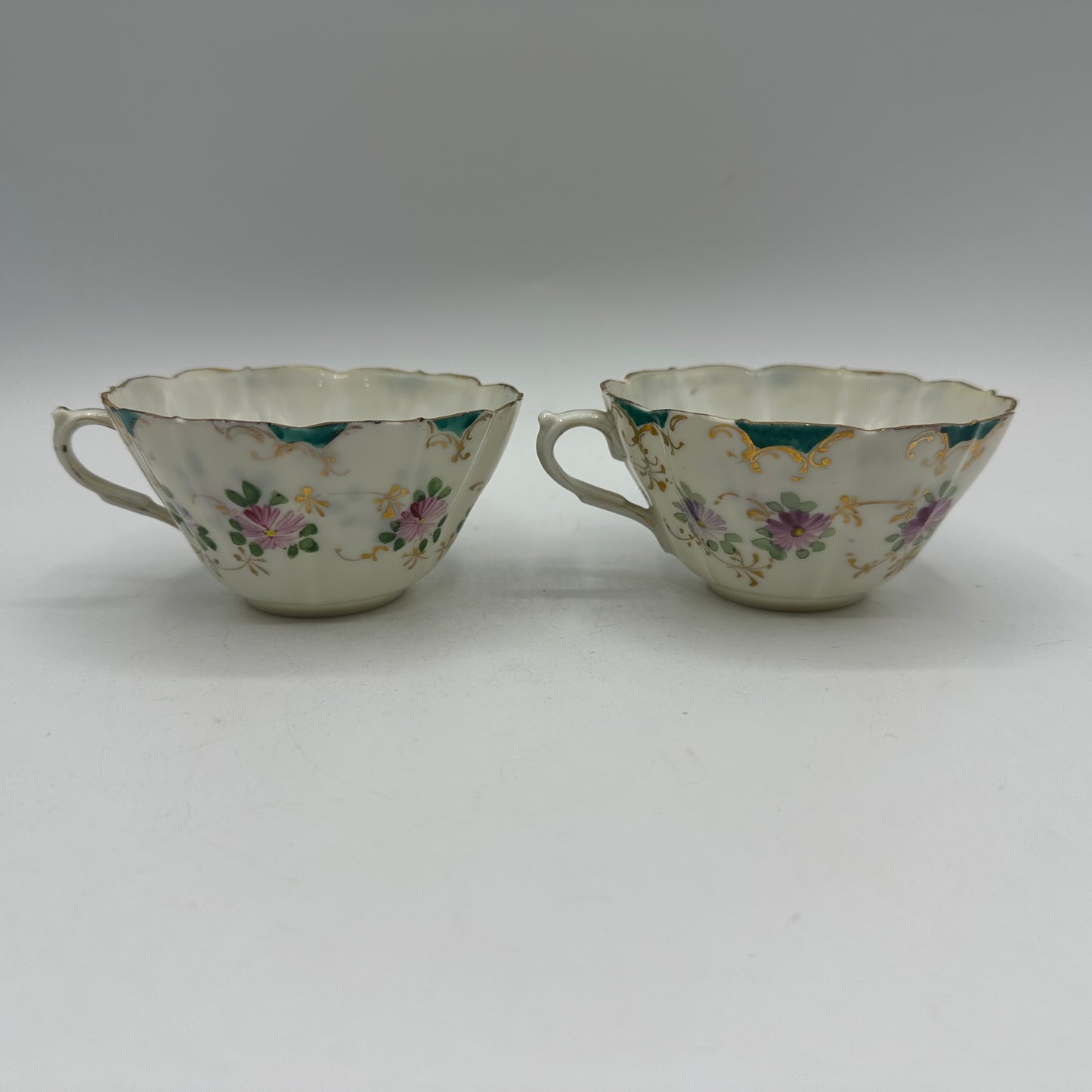 Porcelain Tea Cup With Handpainted Floral Design, Set of 2