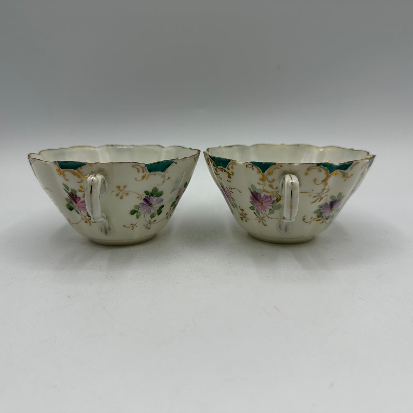 Porcelain Tea Cup With Handpainted Floral Design, Set of 2