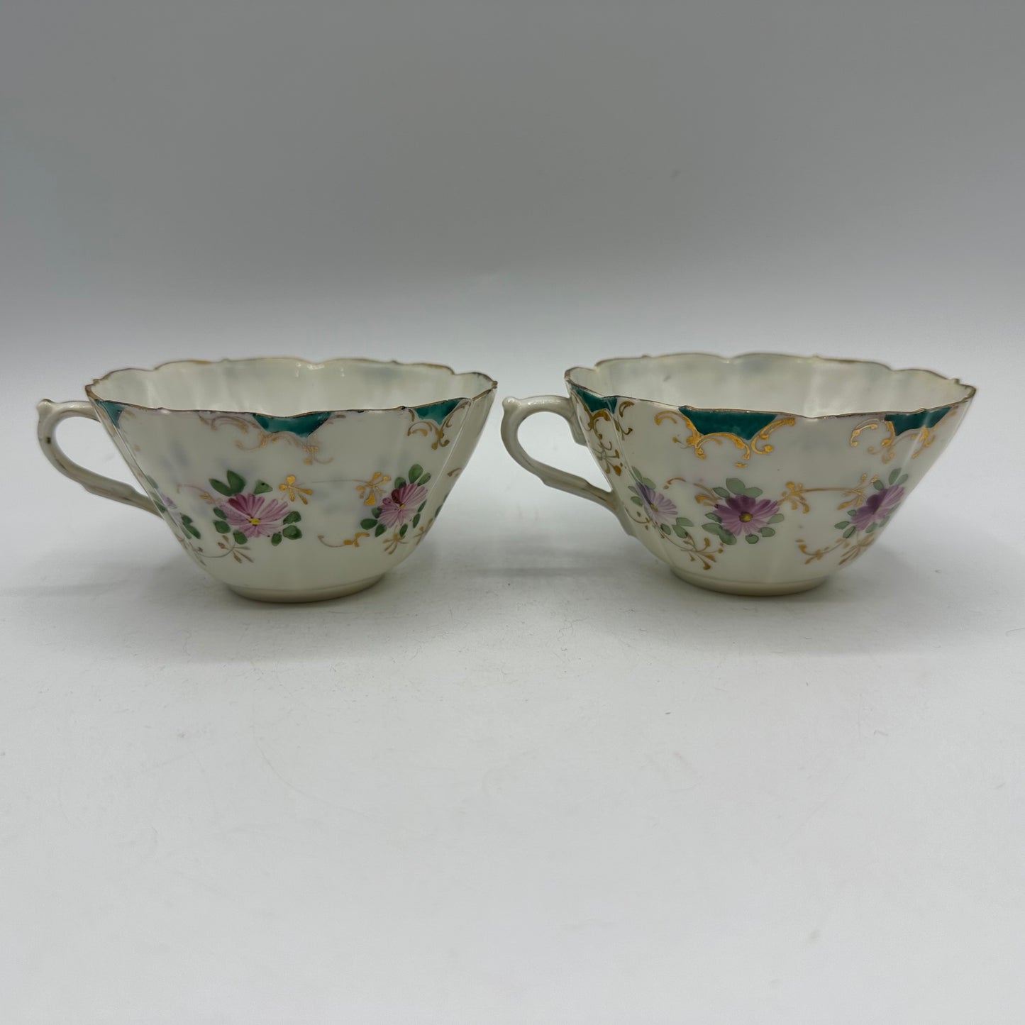 Porcelain Tea Cup With Handpainted Floral Design, Set of 2