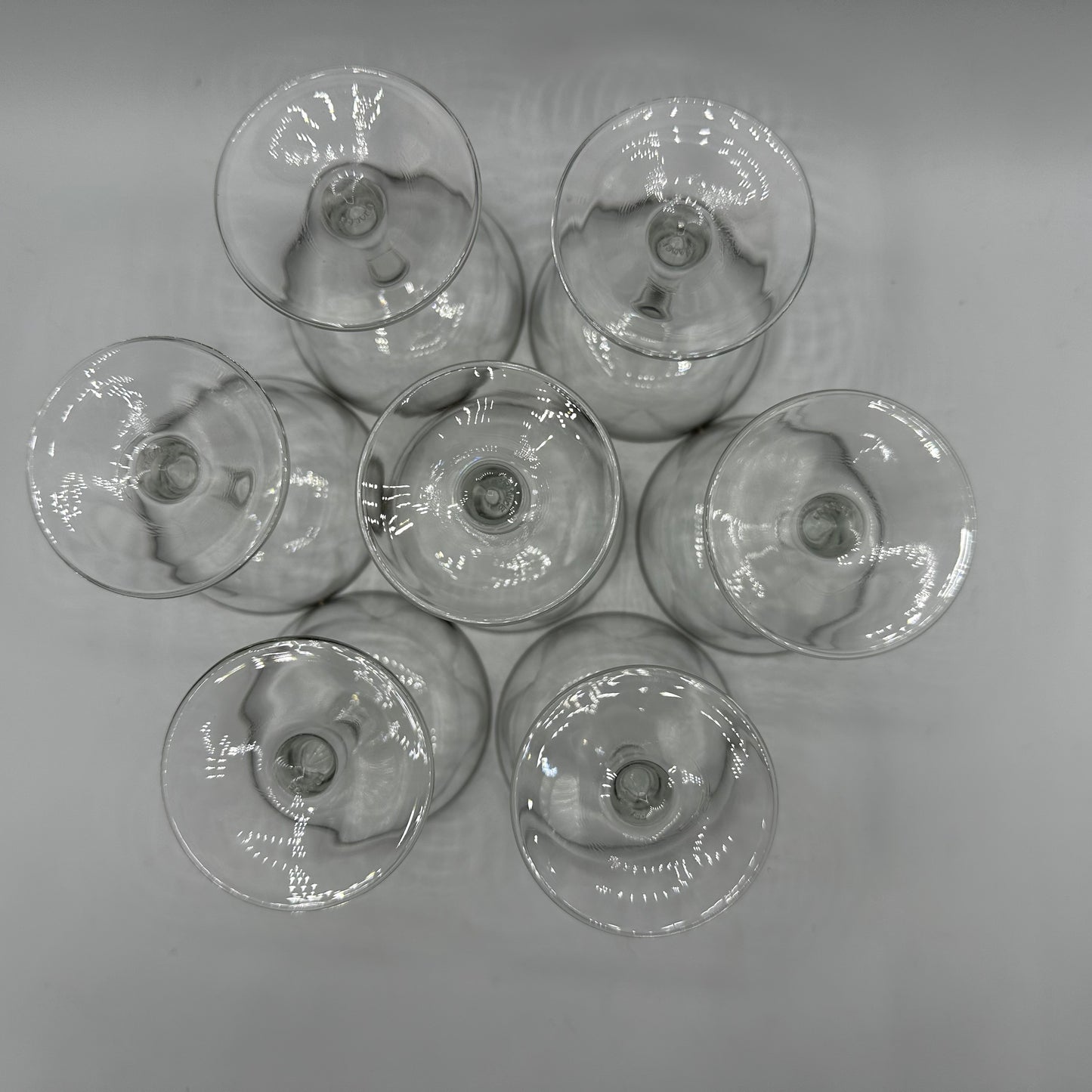 Silver Rimmed Champagne Glasses, Set of 7