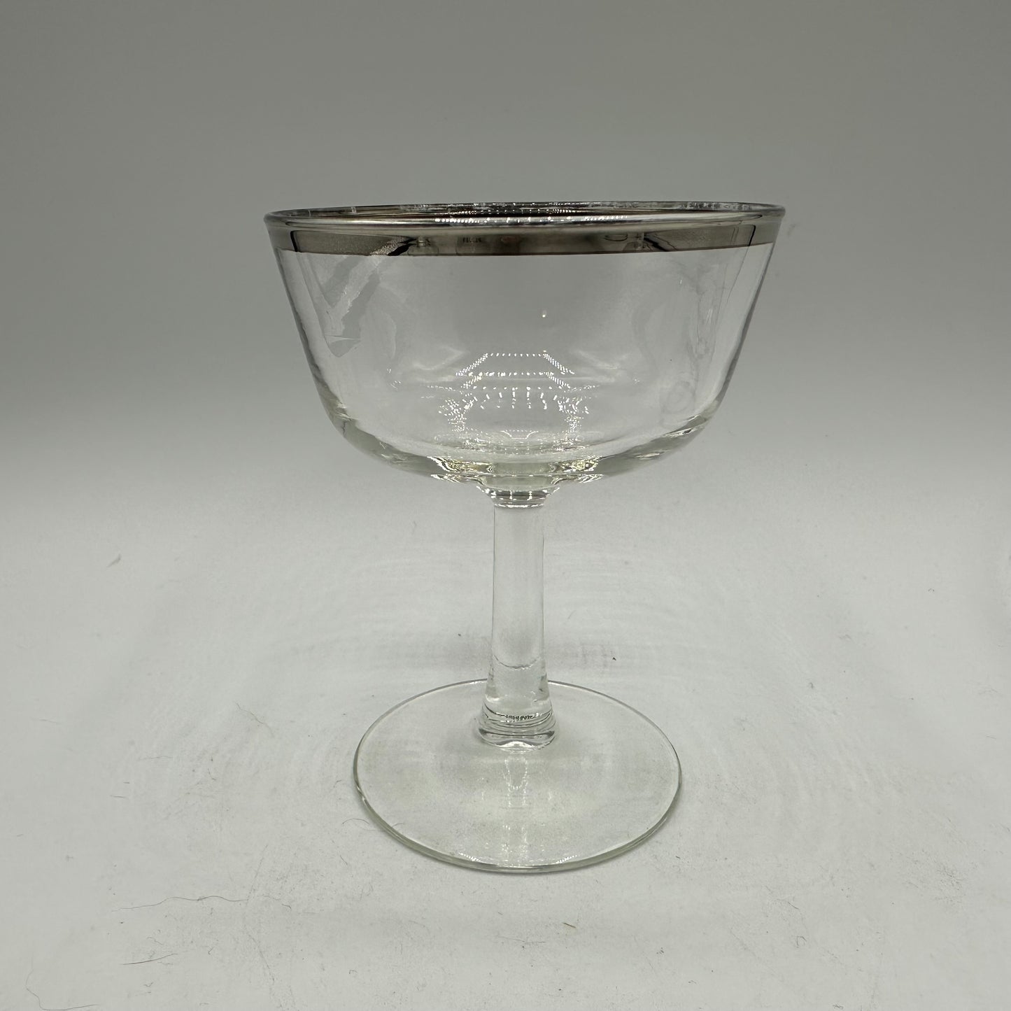 Silver Rimmed Champagne Glasses, Set of 7