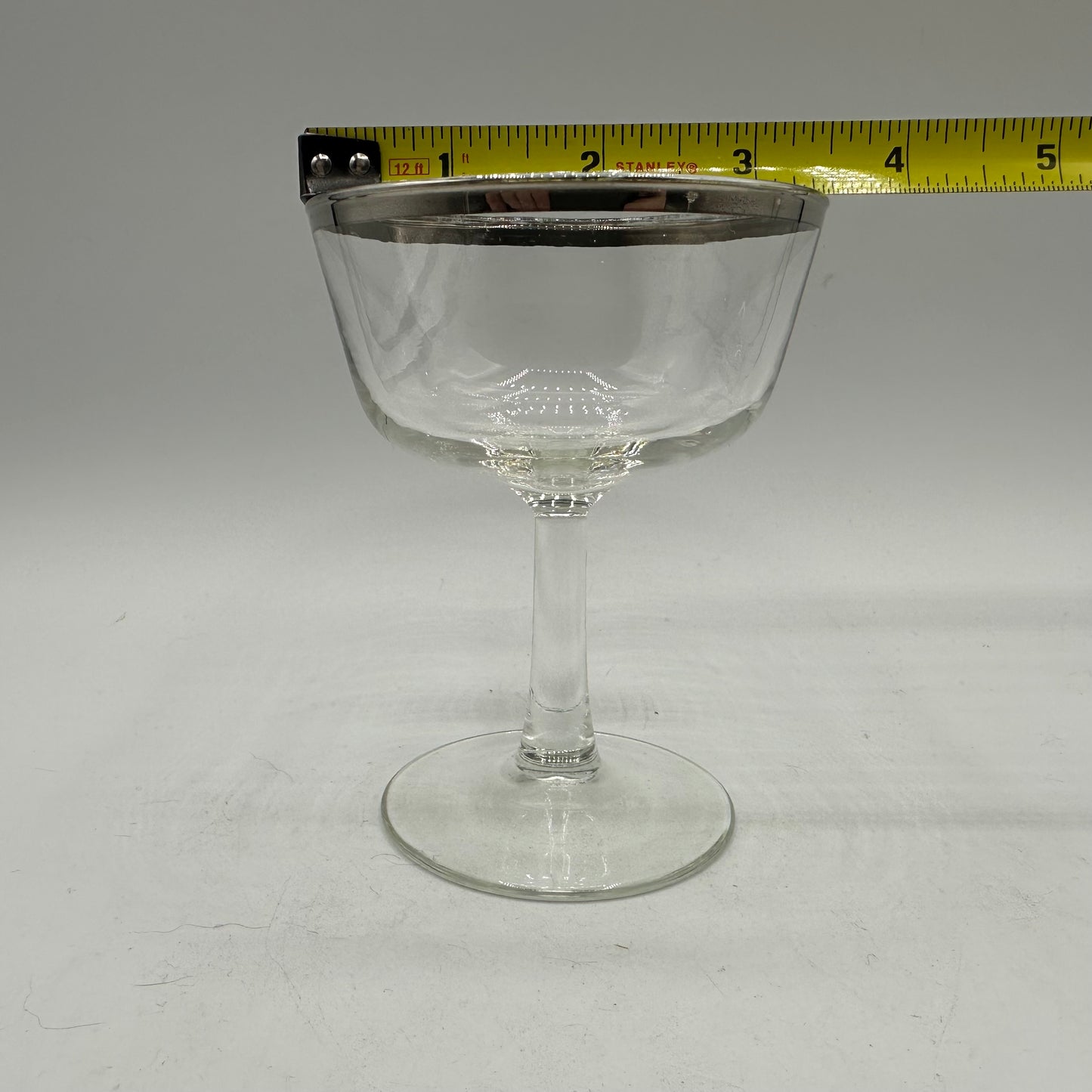 Silver Rimmed Champagne Glasses, Set of 7