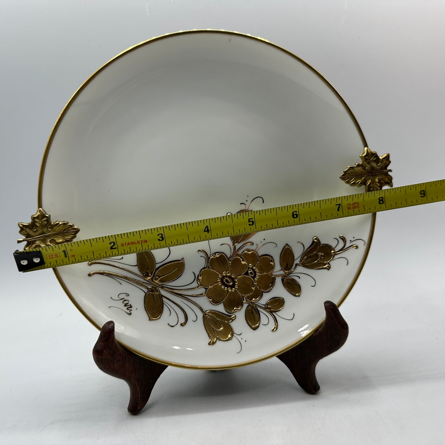 Limoges Hand Painted Plate - Raised Gold Floral Design