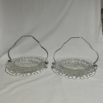 Vintage Pressed Glass Server with Detachable Metal Handle, Set of 2 - Nostalgia 2 Now