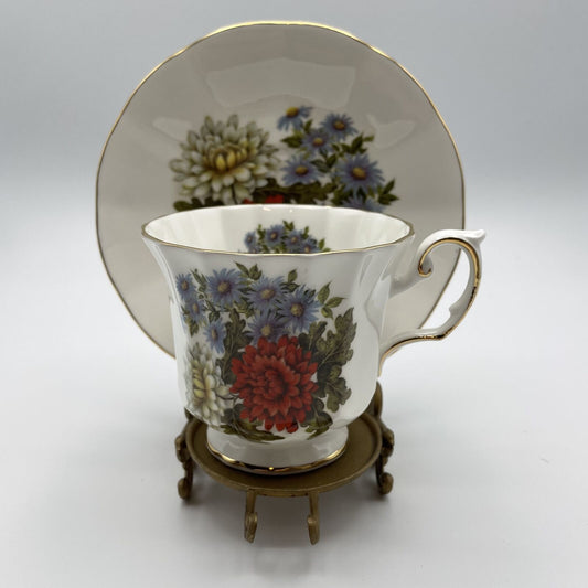 Elizabethan Bone China Teacup and Saucer- Flowers of the Season - Nostalgia 2 Now