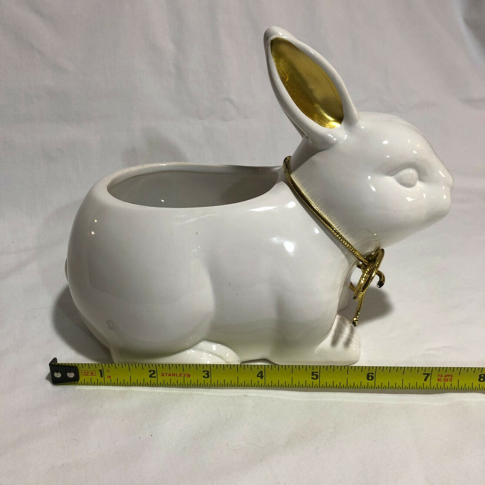 Maud Borup White Rabbit Ceramic Planter with Gold Ears Ready for EASTER! - Nostalgia 2 Now