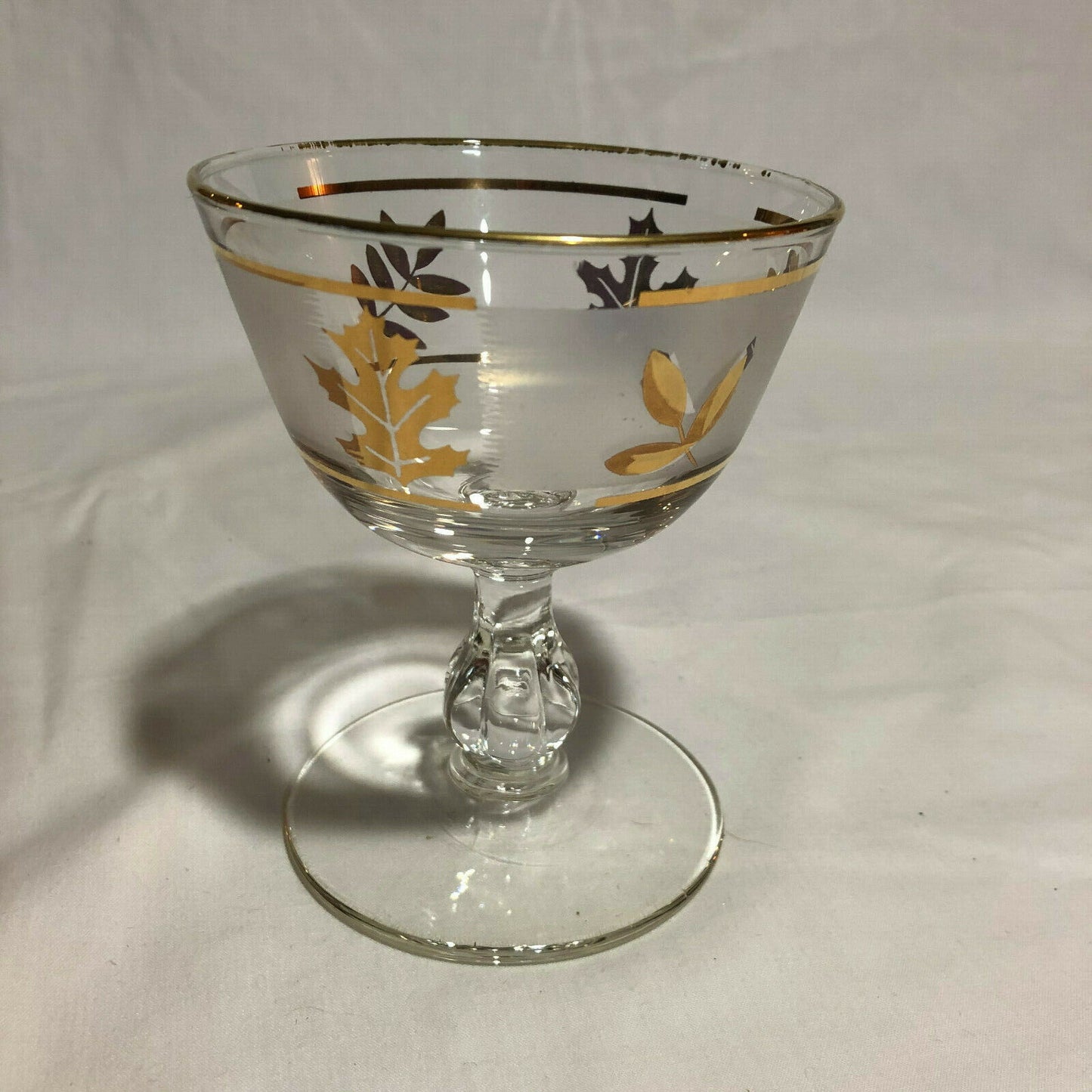 Libbey Frosted Gold Foliage Leaf 4 1/4" Sherbet Champagne Glasses, Set of 8 - Nostalgia 2 Now