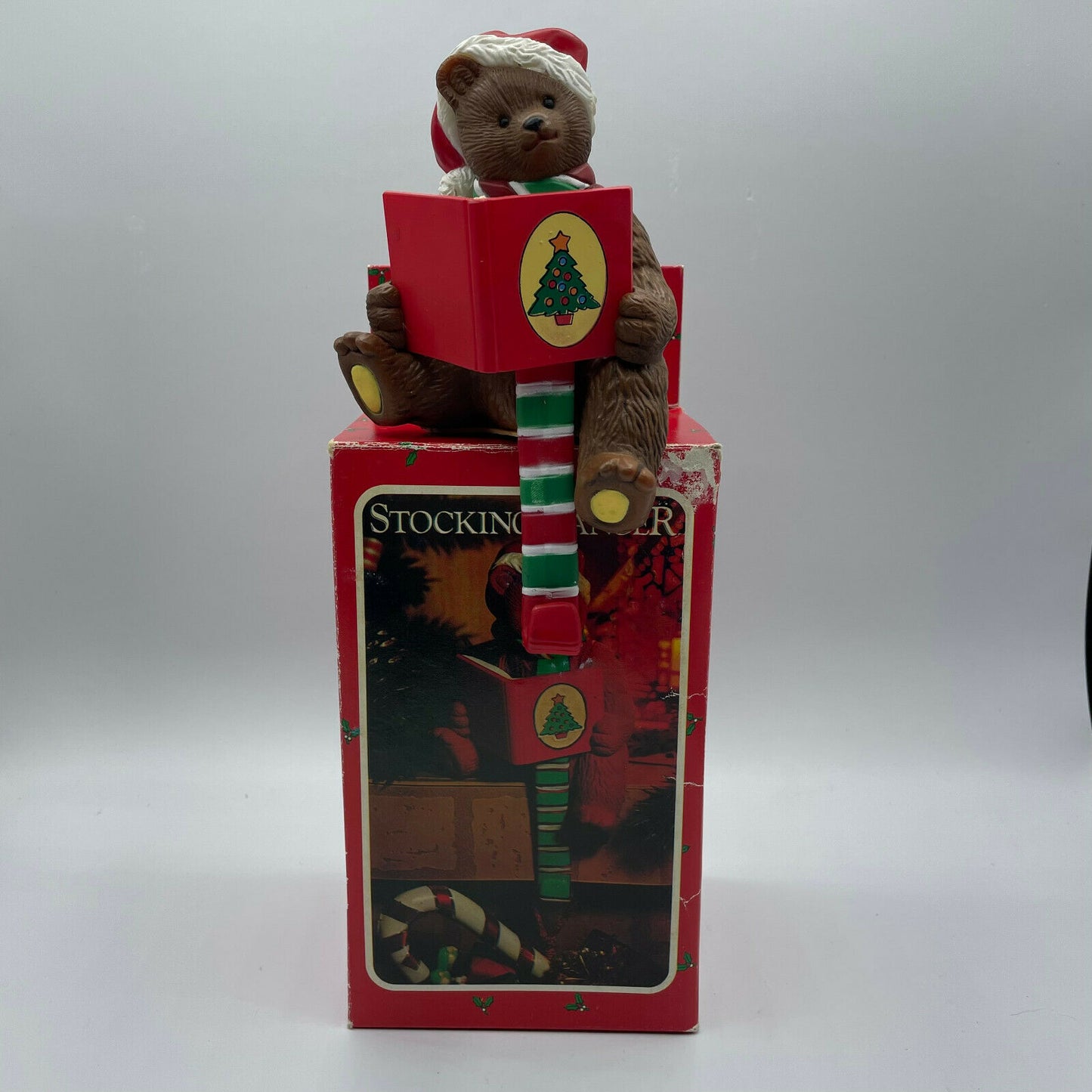 Vintage Teddy Bear Christmas Stocking Hanger Hook Hard Plastic - Nostalgia 2 Now