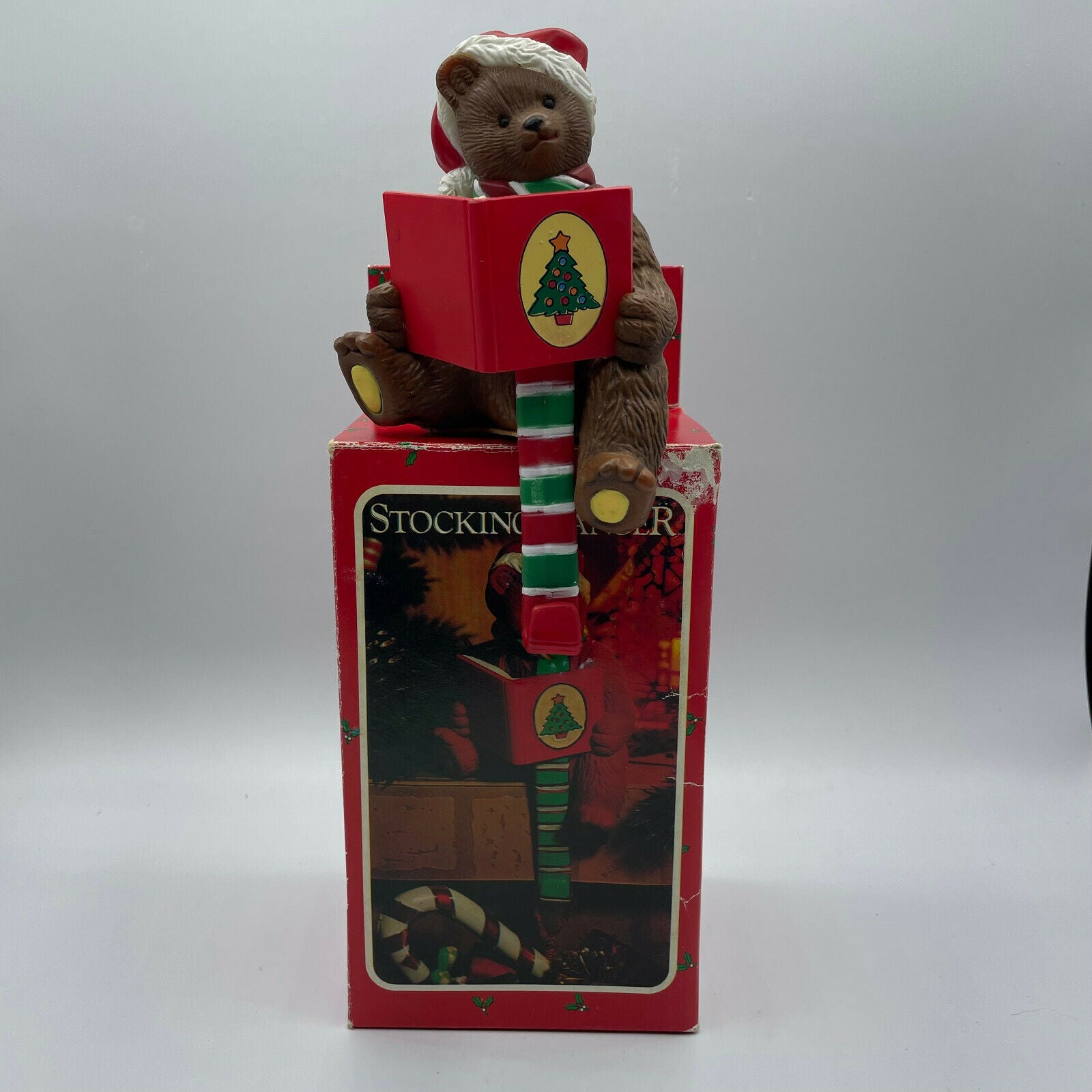Vintage Teddy Bear Christmas Stocking Hanger Hook Hard Plastic - Nostalgia 2 Now