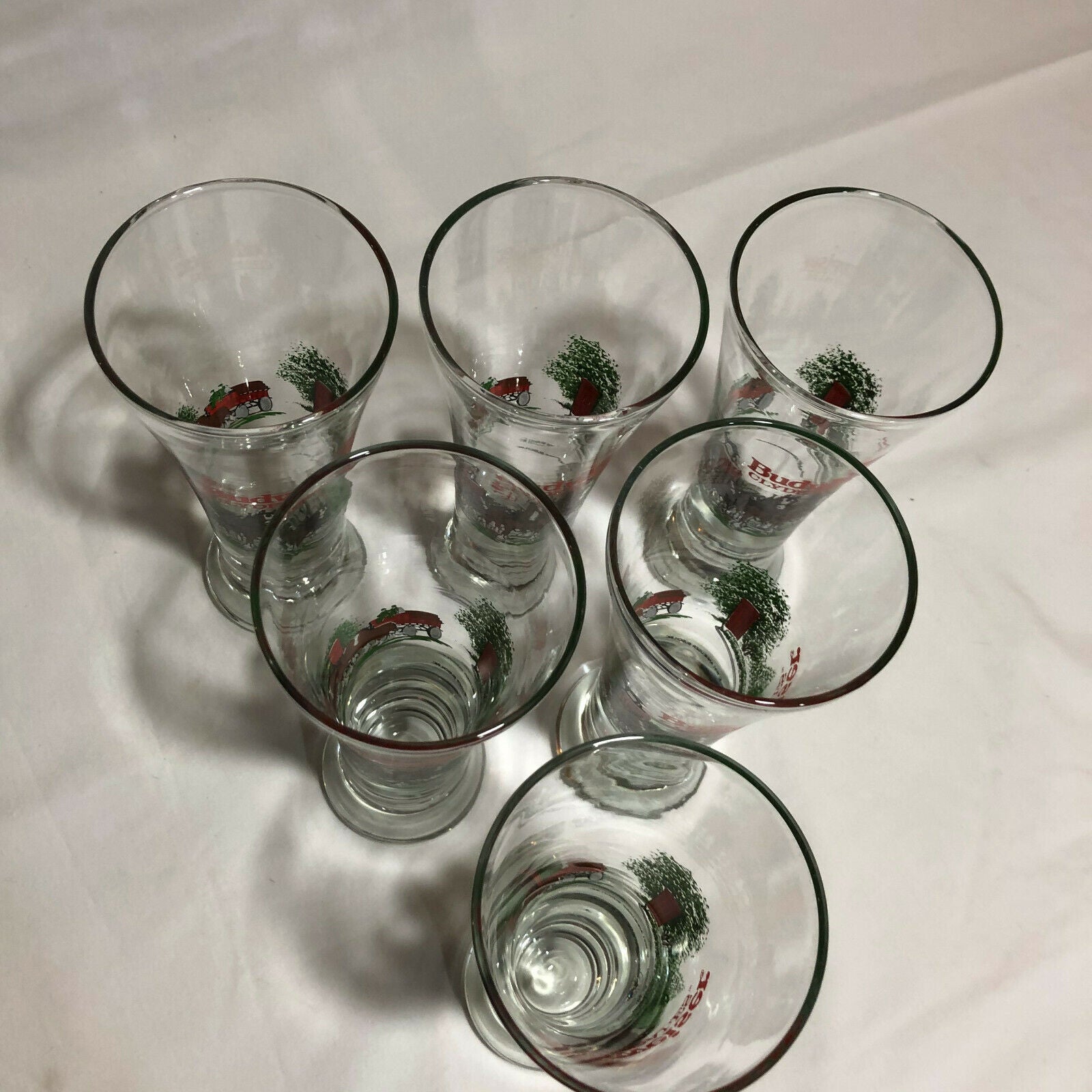 Vintage Budweiser Clydesdale 1991 Fluted Pilsner 12 Oz Beer Glass, set of 6 - Nostalgia 2 Now