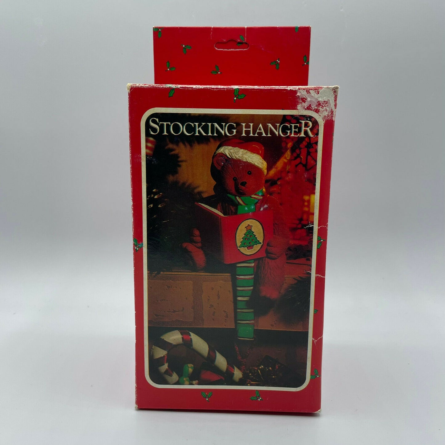 Vintage Teddy Bear Christmas Stocking Hanger Hook Hard Plastic - Nostalgia 2 Now