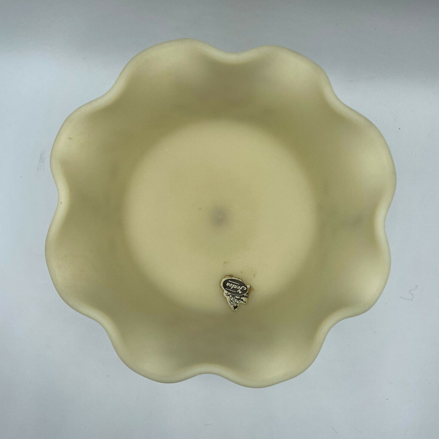 Vintage Fenton Satin Custard Signed Compote Wildflower Design - Nostalgia 2 Now