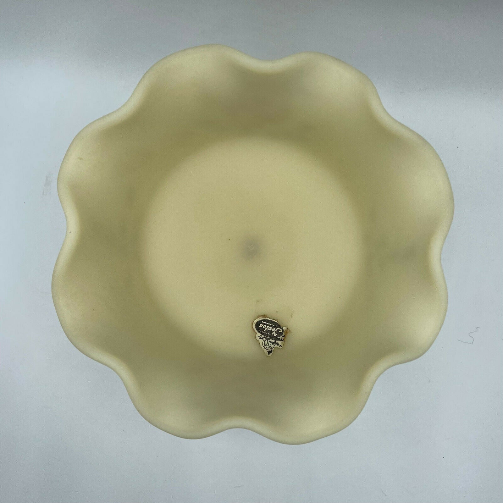 Vintage Fenton Satin Custard Signed Compote Wildflower Design - Nostalgia 2 Now