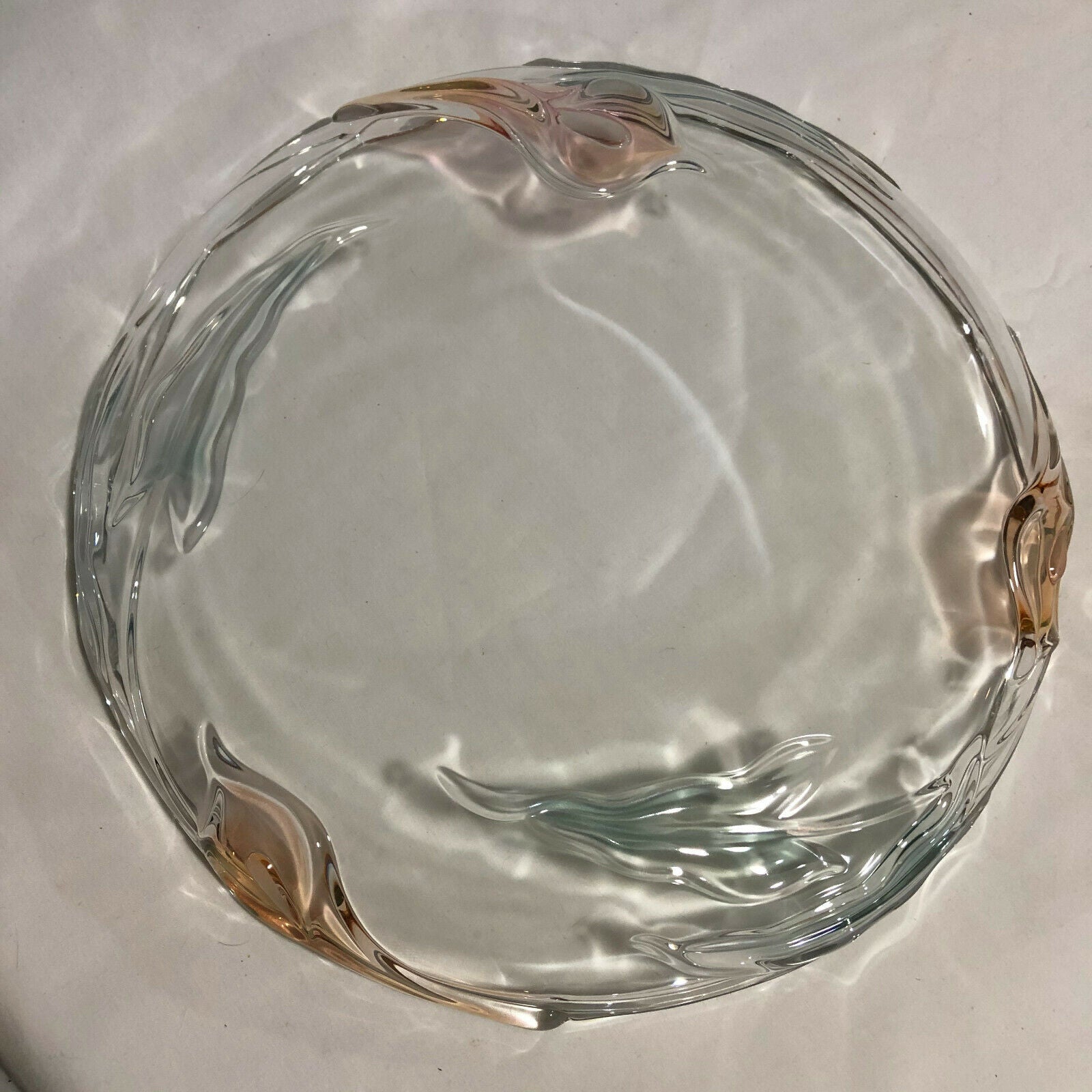 Mikasa Juliana Glass Cake Plate Serving Platter Frosted Pink Tulips - Nostalgia 2 Now